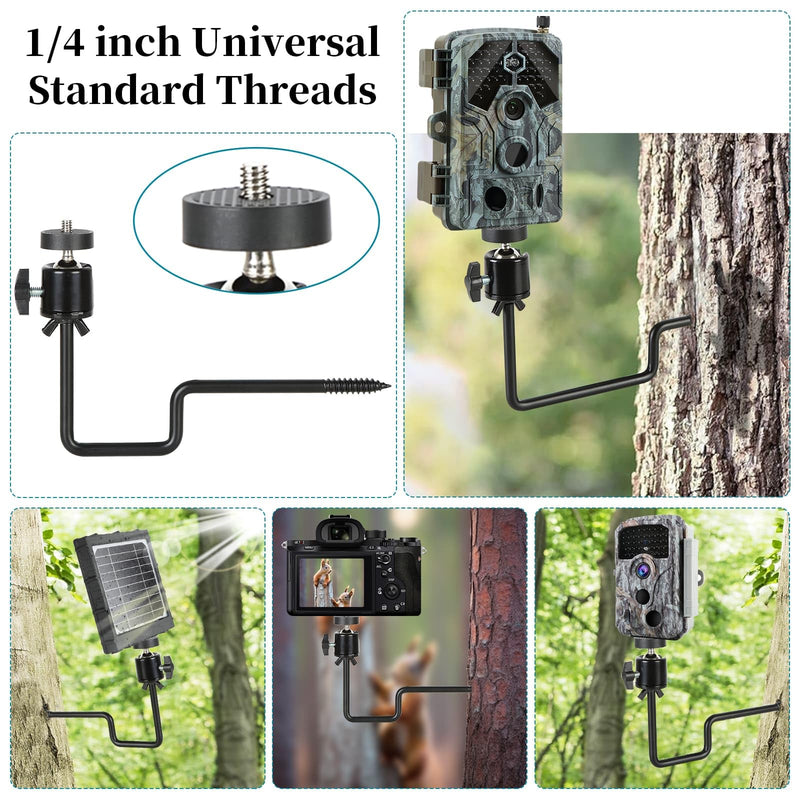 5Pcs Trail Camera Tree Mount, 1/4" x 20 Screw 360° Rotatable Interface Screw Mounting Bracket for Trail Cameras, Security Camera Holder, Hunting Accessories for Game Cam Solar Panels, etc. black-5