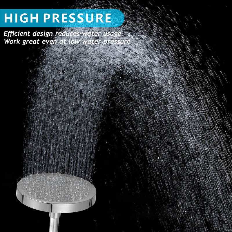 High Pressure Rain Shower Head with 11'' Extension Arm - High Flow Rainfall Showerhead - Luxury Modern Look - Pressure Boosting(Round, Chrome) 6" Round