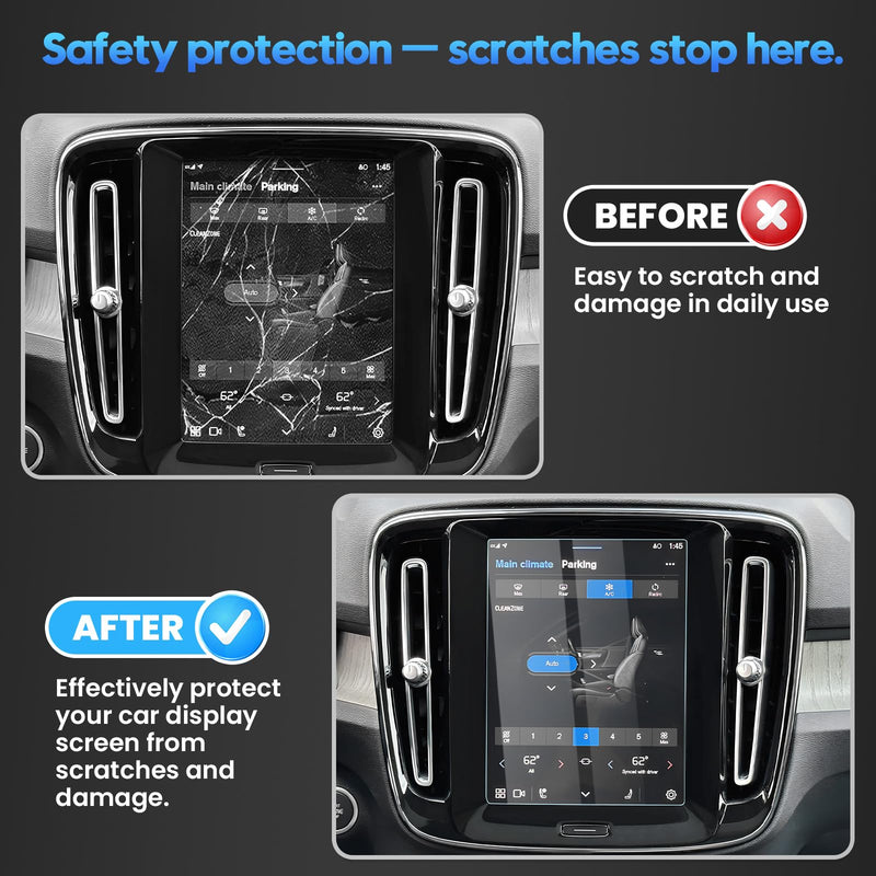 Canvcle 2PCS Screen Protector for 2017-2026 Volvo XC40 XC60 XC90 V90 V60 S90 S60, 8.7 inch 9H Tempered Glass for Volvo XC90 HD Navigation Screen Cover Pathfinder Touchscreen Film [Anti Glare & No Fingerprint]
