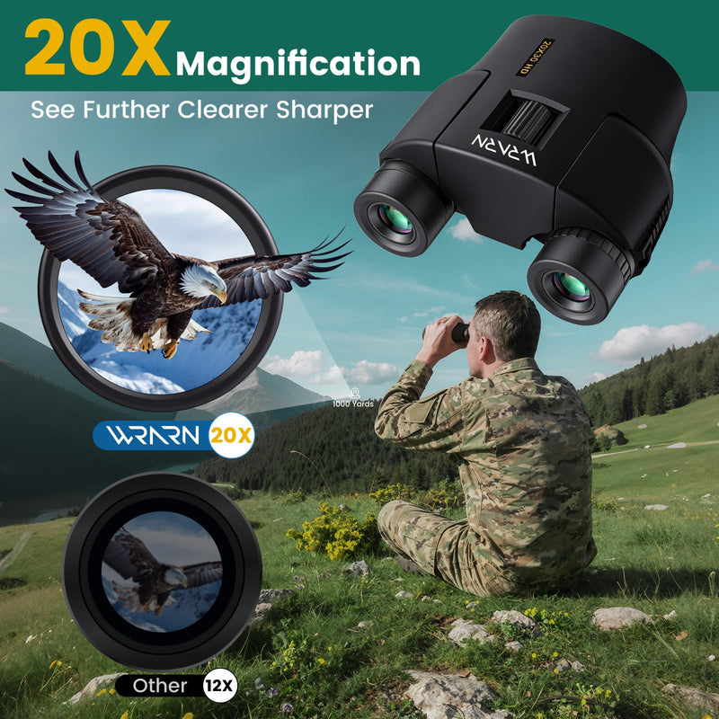 20X30 Compact Binoculars for Adults Bird Watching Travel, Black | High Power, Low Light Vision, Large Eyepiece Easy Focus for Sightseeing Hiking Camping Cruise Concert 20x30