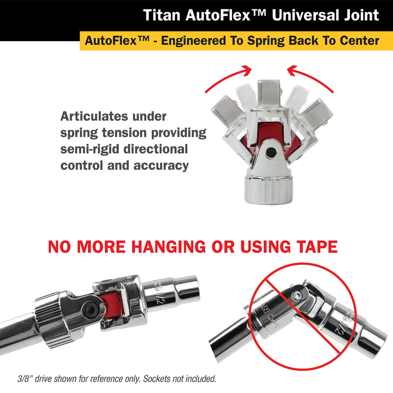 Titan 85505 3-Piece Auto Flex Universal Joint Socket Set 3pc Set