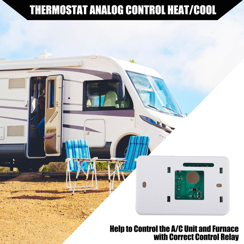 RV Analog Control Heating/Cooling Thermostat Kit for for Campers Motorhome/for Duo-Therm Thermostat RV Analog Control Heat/Cool / 40-90°F Temp on A/C and Furnace / 1 Set