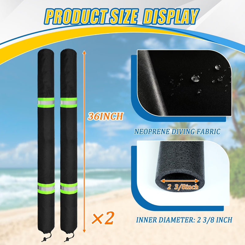 36 Inch Thickened Foam Boat Trailer Guide Pole Pad and Cover with Capped End and Reflective Stripe for Ski Boat, Fishing Boat or Sailboat Trailer 36in