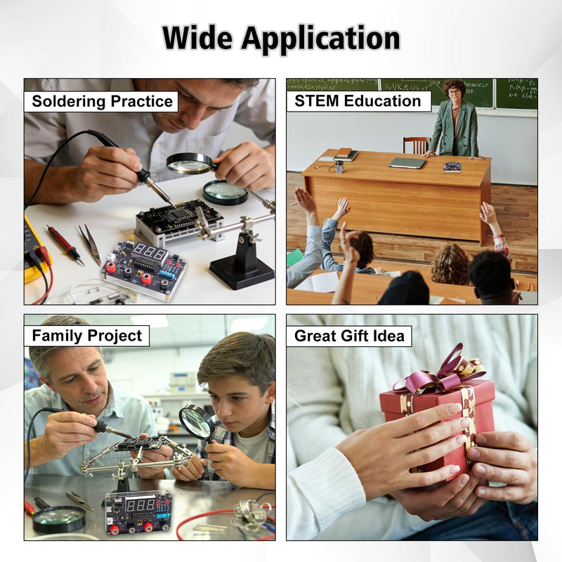 DIY Digital Voltmeter & Ammeter Soldering Practice Kit, DC Voltage Current Meter with LED Display, Test Leads, Dual Power Electronics Kit STEM Learning Project for Beginners Teens Adults