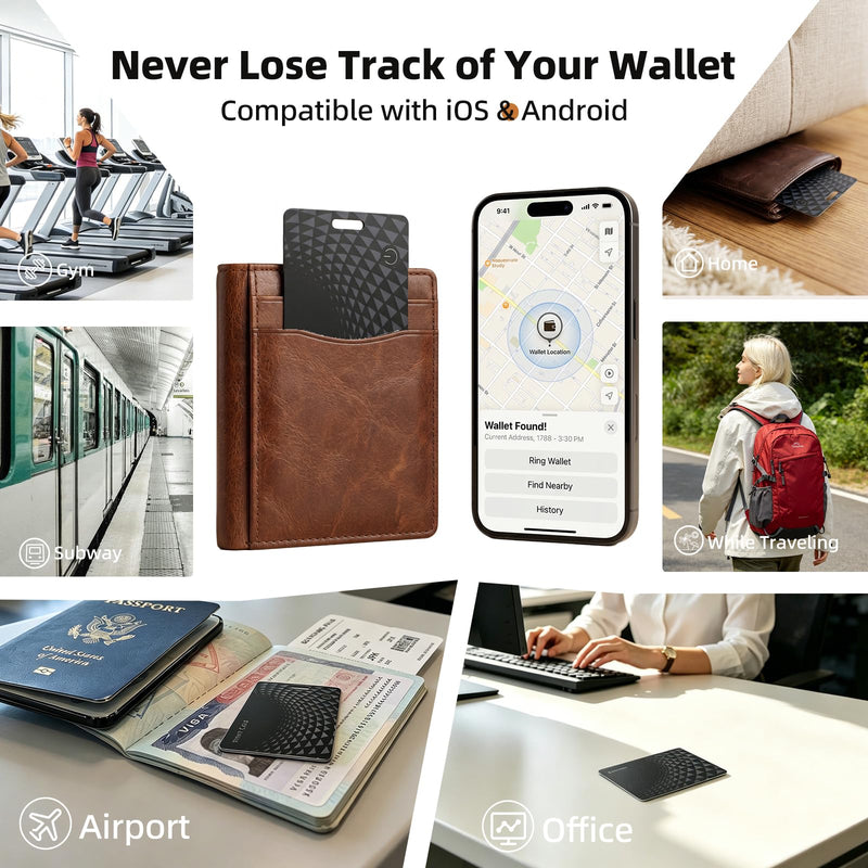 2026 Wallet Tracker Card Pro, Bluetooth Tracking Card (iOS & Android) | 0.05in Ultra Slim, 120dB Loud Alarm, Wireless Charging, Apple MFi Certified, Perfect for Wallet, Passport, Backpack 1 PACK