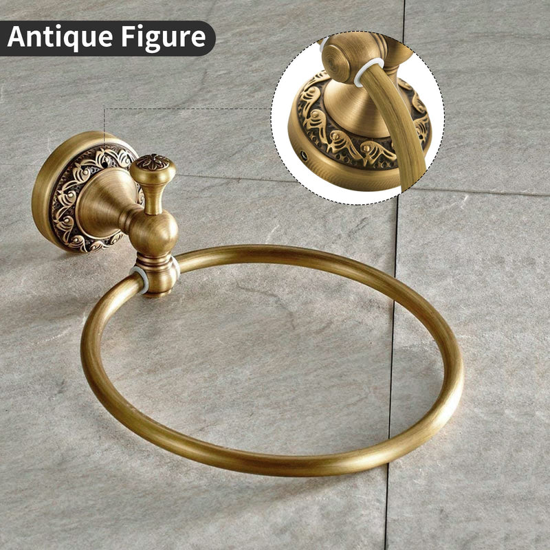 Leyden Brass Toilet Paper Holder,Antique Towel Ring Retro Hand Towel Holder Tissue Roll Paper Hanger Bathroom Accessories Wall Mounted Vintage 2 Pieces Antique Brass