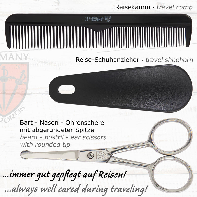 3 Swords Germany - brand quality 10 piece manicure pedicure grooming kit set for professional finger & toe nail care tweezers file clipper fashion leather case in gift box, Made by 3 Swords (01610) BROWN