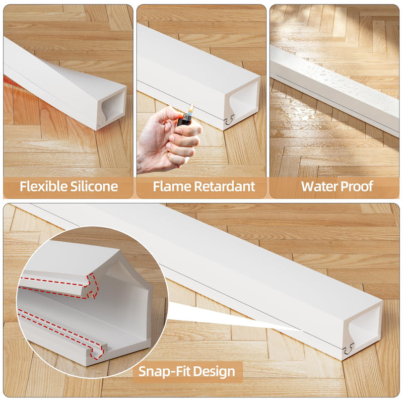 Kneelisa 39inch Silicone Single Cord Hider for Wall,Dia.<3/8",Flexible | Mini Cord Cover Raceway with Side Slot,Small Wire Concealer for One Cable-Cuttable & Bendable,Child & Pet Safe,White White Regular-39Inch