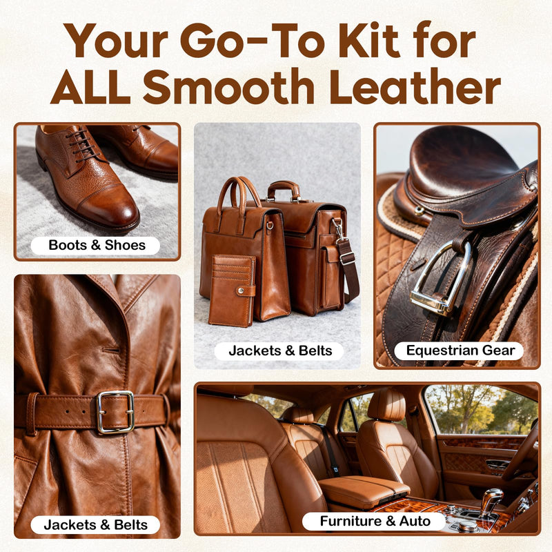 LANBEIDE Leather Boot Care Kit, Boot Cleaning & Shine Kit – Includes Saddle Soap, Mink Oil Conditioner, Waterproofing Wax, and Brushes for Men & Women Cowboy Boots