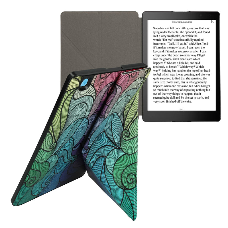 kwmobile Case for Kobo Aura ONE - Ultra Slim Fit Premium PU Leather Cover with Stand - Dark Pink/Blue/Green Multicolor 08-04-07