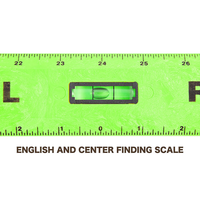 Mayes 10744 Polystyrene Level Ruler 48", Precision Measuring and Leveling Tool, Plumb and Level Vials with SAE and Center-Finding Scale, for Framing, Hanging, 4ft Level Made in the USA 48 Inch
