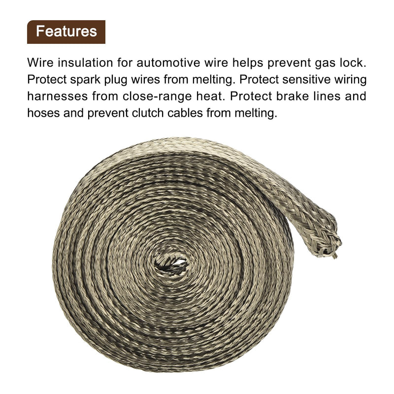 MECCANIXITY Heat Shield Sleeve, 3/8" ID 10 Feet Heat Sleeve Automotive Wire Heat Shield Fuel Line Heat Shield Sleeve Heat Sleeve Heat Wrap 800 Degree for Wires, Titanium Color 0.4" ID 10 Feet