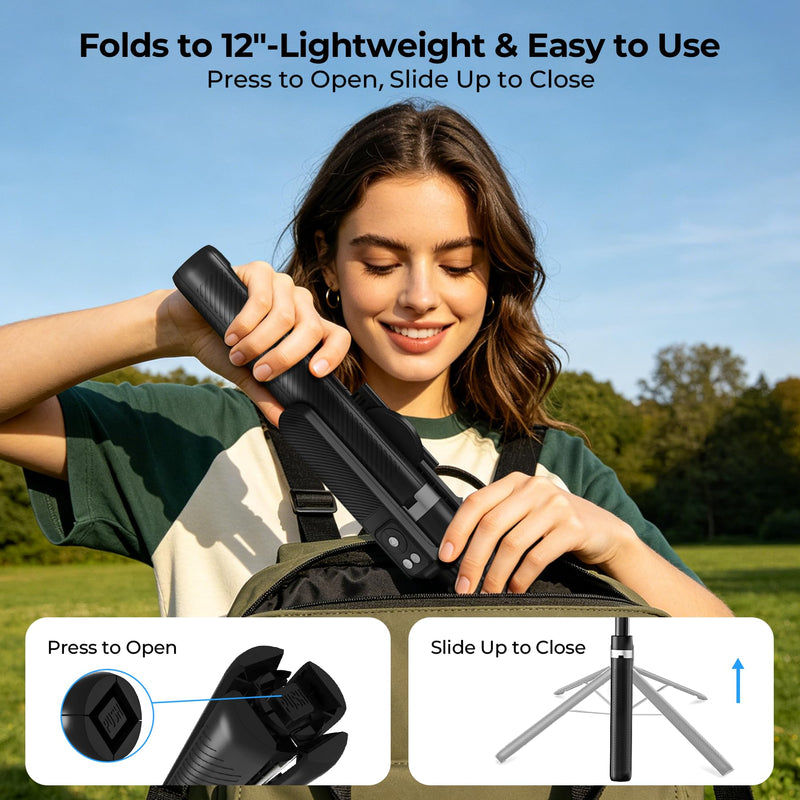 Content Creator Essentials Vlogging Kit, Magnetic Tripod & 2 Lights 2 Mics | 68" Magnetic Tripod for iPhone MagSafe/Android with Remote & 2 in 1 Magnetic Holder for Video Recording/Travel/Vlogging
