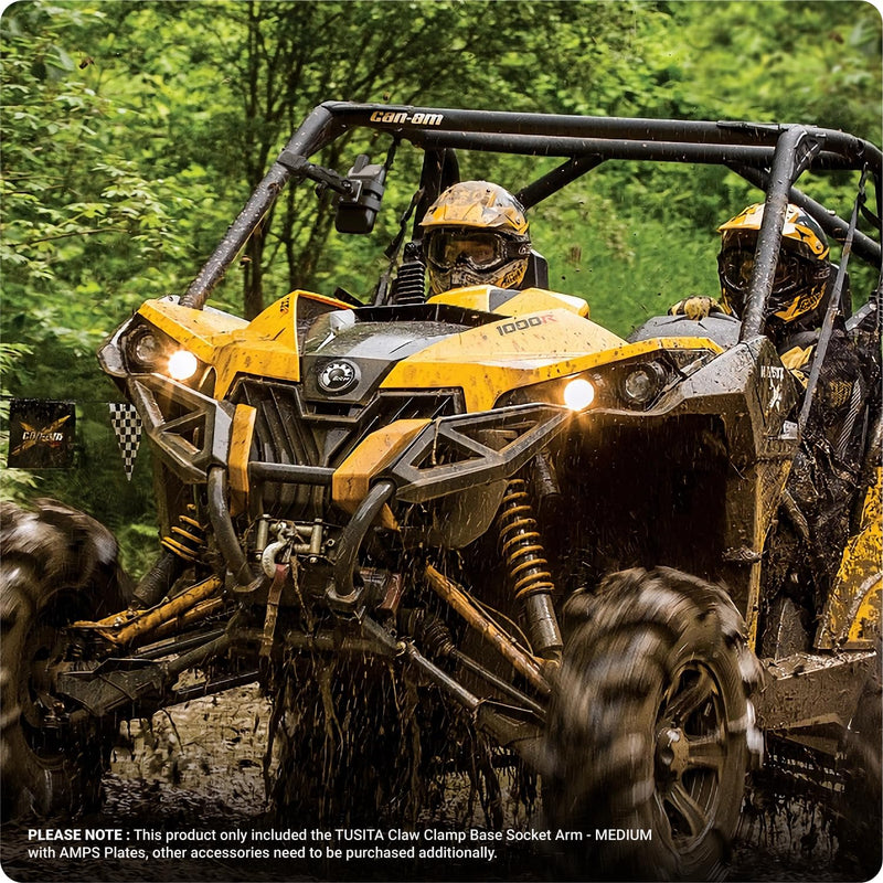 TUSITA Motorcycle ATV/UTV Mount Compatible with Garmin Montana, Zumo XT - Claw Clamp Base,Medium Arm Medium Arm