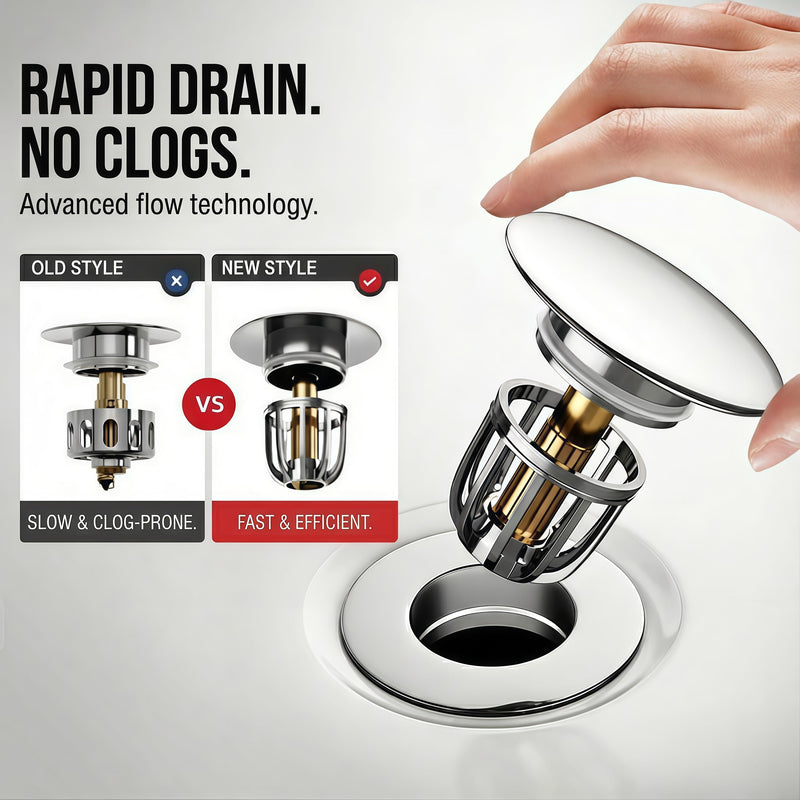 Bathroom Sink Drain Kit with Flexible Expandable Pipe: Odor-Free & Backflow-Preventing, Space-Saving Design without a P-trap, For 1-1/4'' & 1-1/2'' Drain Hole (Chrome, With Overflow) Chrome