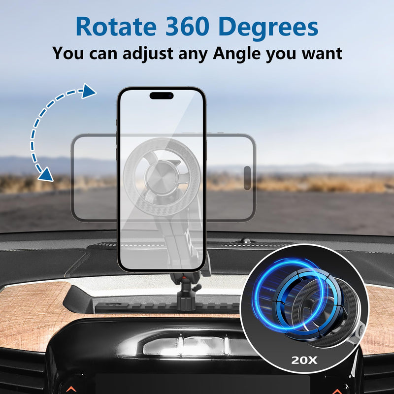 sukemichi Phone Mount for Dodge RAM Truck 1500/2500/3500 & TRX 2019+ Accessories, Dash Platform Phone Mount Magsafe Fit 5"/8.4"/12"/14" Screen, Cell Phone Holder for NATO Rail