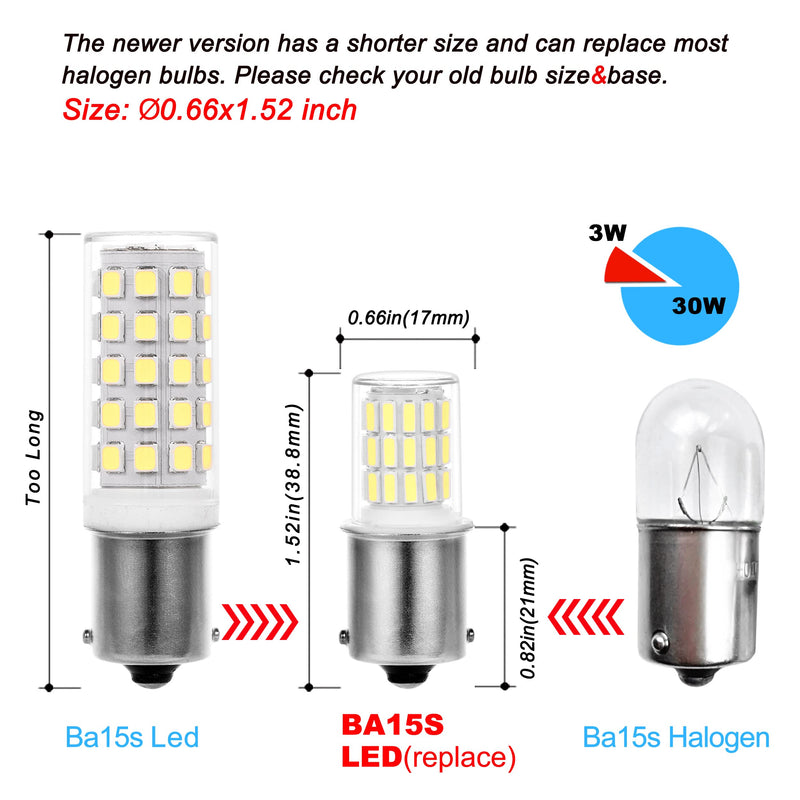 12 Volt BA15S Led Bulbs,1156 1141 6000k Daylight White,DC Bayonet Single Contact Base,AC10-24V DC10-30volt Low Voltage BA15S Bulb for Landscape RV Camper Interior Marine Boat Trailer Lights,5Pack 1156 White