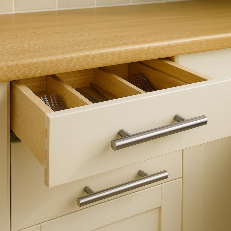 QOGRISUN 4-Pack Solid Brass Cabinet Pulls, Brushed Nickel Euro Style T-Bar Handles, 3 Inch Hole Center, Modern Drawer and Cabinet Hardware for Kitchen, Dresser, Bathroom Vanity 3-Inch(76mm)Hole Centers