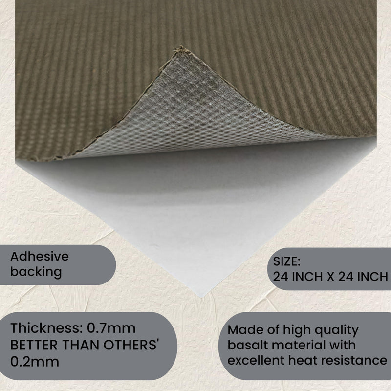 Reinforced Exhaust Heat Shield Mat 24'' x 24'' with Adhesive Backed Resistant Thermal Barrier for Hose and Auto Use Heat Insulation Sheet 24 Inches x 24 Inches(With Adhesive)