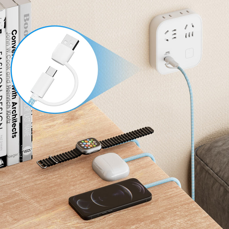 𝐔𝐩𝐠𝐫𝐚𝐝𝐞𝐝 𝐑𝐚𝐩𝐢𝐝 𝐅𝐚𝐬𝐭 Charging USB C Watch Phone Charger 3 in 2 Cable, Compatible with Apple Watch Ultra SE Series 1-8, Universal Travel Multi Devices All in One Cord, 4FT/1.2M-Blue