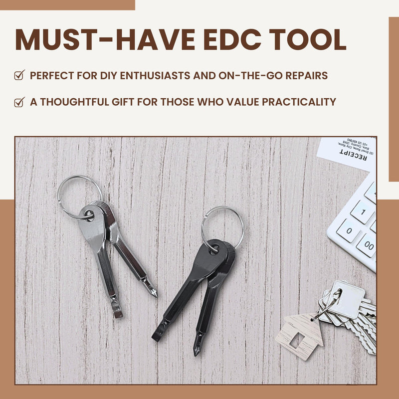 Pocket Screwdriver Set (Pack of 2) - Best Stocking Stuffers - EDC Keychain - Portable Repair Tool for Small Projects, Furniture - Compact & Ergonomic Flat Head & Phillips Key Screwdriver - 2 Colors