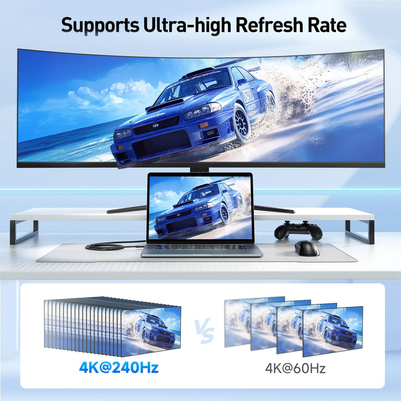 Cable Matters 48Gbps 8K Unidirectional USB C to HDMI 2.1 Cable for macOS, Windows - 6ft, Supports 4K@240Hz / 8K@60Hz with HDR, Thunderbolt 4 to HDMI 2.1 Cable, No Firmware Update Needed 6 Feet