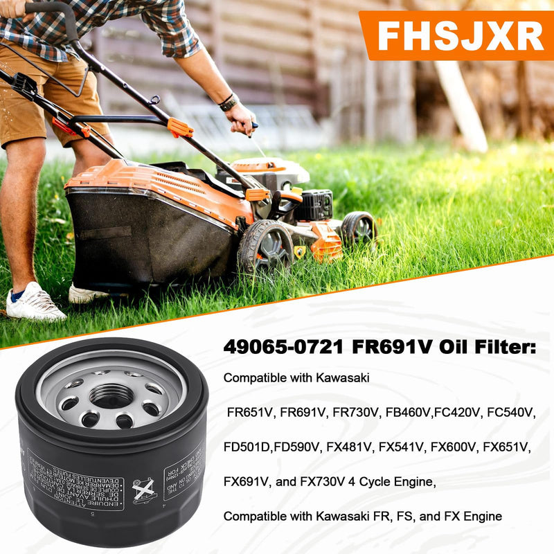 49065-0721 Oil Filter 49065-7007 for Kawasaki FR691V FR730V FR651V FR600V FX600V FX730V FS691V FS651V FR651V Engines, Pack of 2