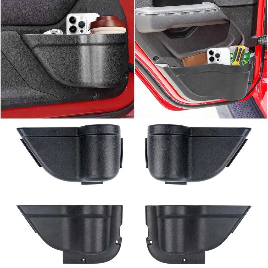 4PCS Front and Rear Door Storage Pockets for Jeep Wrangler JK Accessories 2011-2018 for Jeep JK Accessories 2/4 Door for Jeep Wrangler Accessories Interior 2017 for Jeep Accessories Wrangler JK JKU