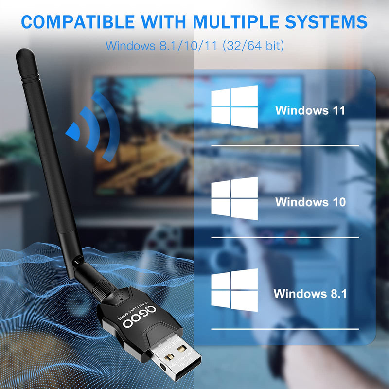 USB Bluetooth Adapter 5.3 for Desktop PC, Real Plug & Play Long Range Class 1 EDR Bluetooth Dongle Receiver 328FT/100M for Laptop Computer Connect Speaker Keyboard Headphones Support Windows 11/10/8.1 BT5.3 black