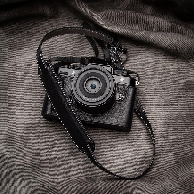 Handcrafted Vintage Half-Wrap Camera Protector Genuine Leather Camera Case for Nikon ZF (Black combination set) Black combination set