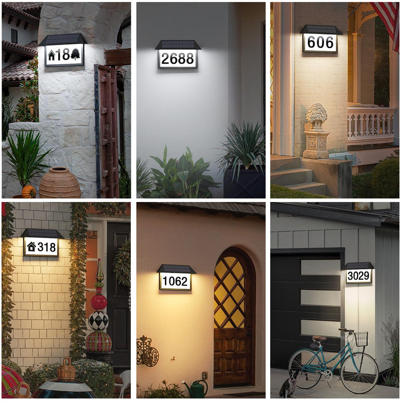 Solar Address Sign, Solar Powered Luminous House Number, Lighted Up Plaque Outdoor Waterproof for Patio Yard Home.
