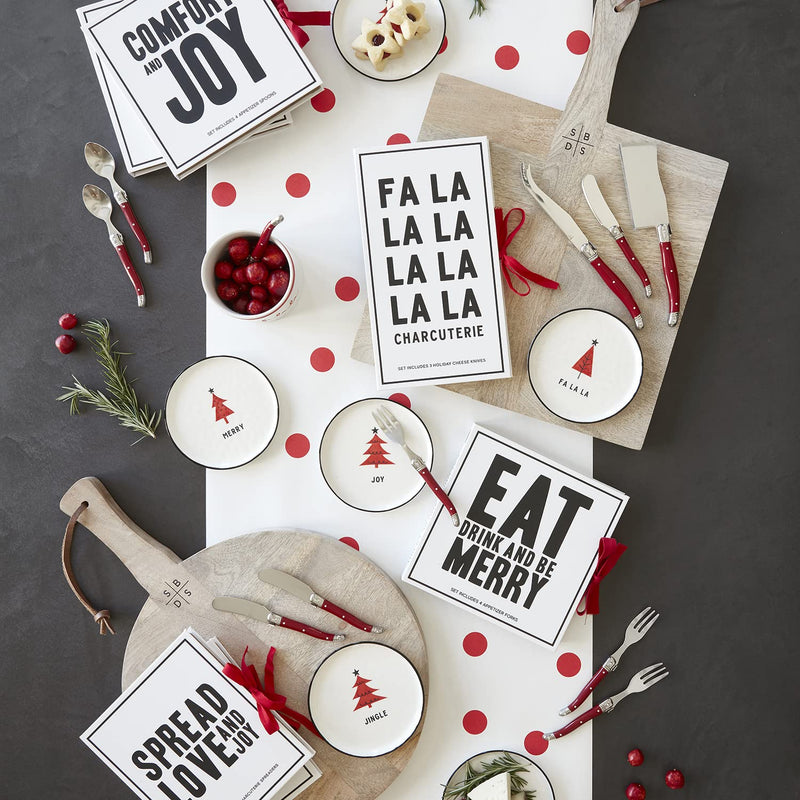 Santa Barbara Design Studio Holiday Cardboard Book Gift Set, 3-Piece, Fa La La - Charcuterie Knives