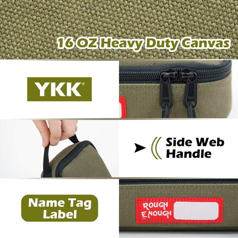 Rough Enough Small Tool Bag Pouch Box EDC Organizer Storage Case for Accessories with Zipper Portable Handle Army Green