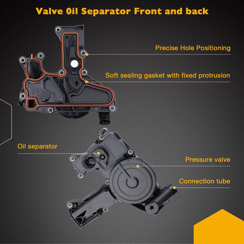 PCV Valve Engine Crankcase Vent Oil Separator Breather Hose 3-Piece Replace 06H103495AB, 06H103495AH, 06H103495B Compatible with Audi A3 A4 A5 Q5 TT VW Beetle CC Jetta Passat Tiguan 1.8 2.0TSI