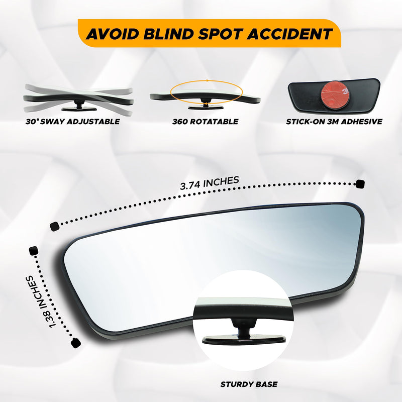 EcoNour Blind Spot Car Mirror (2 Pack) | Wide Angle for 3x Larger View | Universal Car Rear View Mirror with Rain Guard | Side Blind Spot with Adjustable Stick for Cars, SUVs, and Trucks Rectangle With Visor