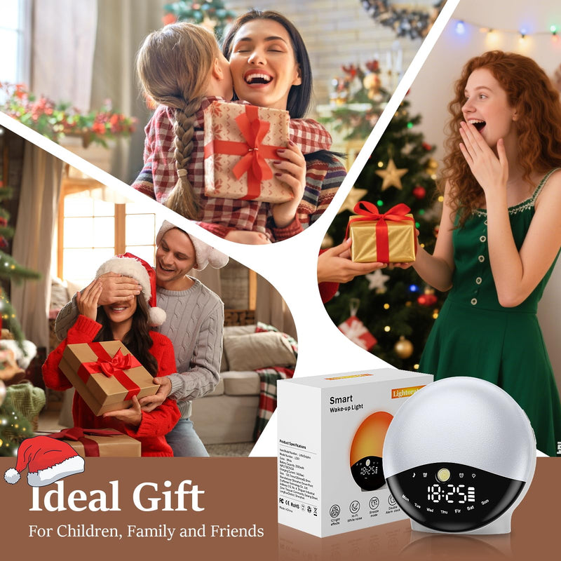  [AUSTRALIA] - Wake Up Light Sunrise Alarm Clock for Bedrooms, Rechargeable Sound Machine Night Light, 28 Sleep Sounds, 12 Colors, Dual Alarms, White Noise Sound Machine for Baby and Adults