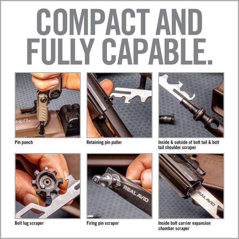 Real Avid Gun Multi Tool CORE: Tactical Rifle Tool & EDC Tools, Gun Accessories & Utility Tool Kit for Gun Maintenance, Includes Carbon Removal Tool & Front Sight Adjuster, 15