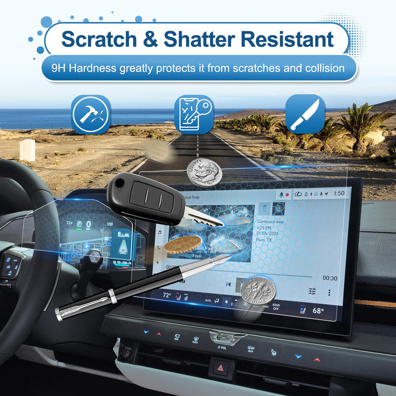 (2Pack) 2026 ES 350e/500e/350h Screen Protector for Lexus ES Displays (14In Navi+12.3In Dash) (All Electric &Hybrid), 9H Tempered Glass 2026 ES 350e/500e/350h Accessories HD Transparent