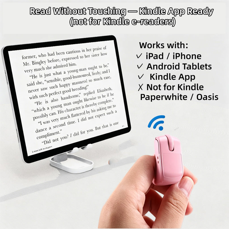 Bluetooth & 2.4GHz Wireless Dual Mode Mini Finger Ring Mouse with Touchpad — Rechargeable Pink Wearable Remote Control for TikTok, Kindle,PPT,Camera,with Charging Case,for PC,Laptop,Tablet,Phone