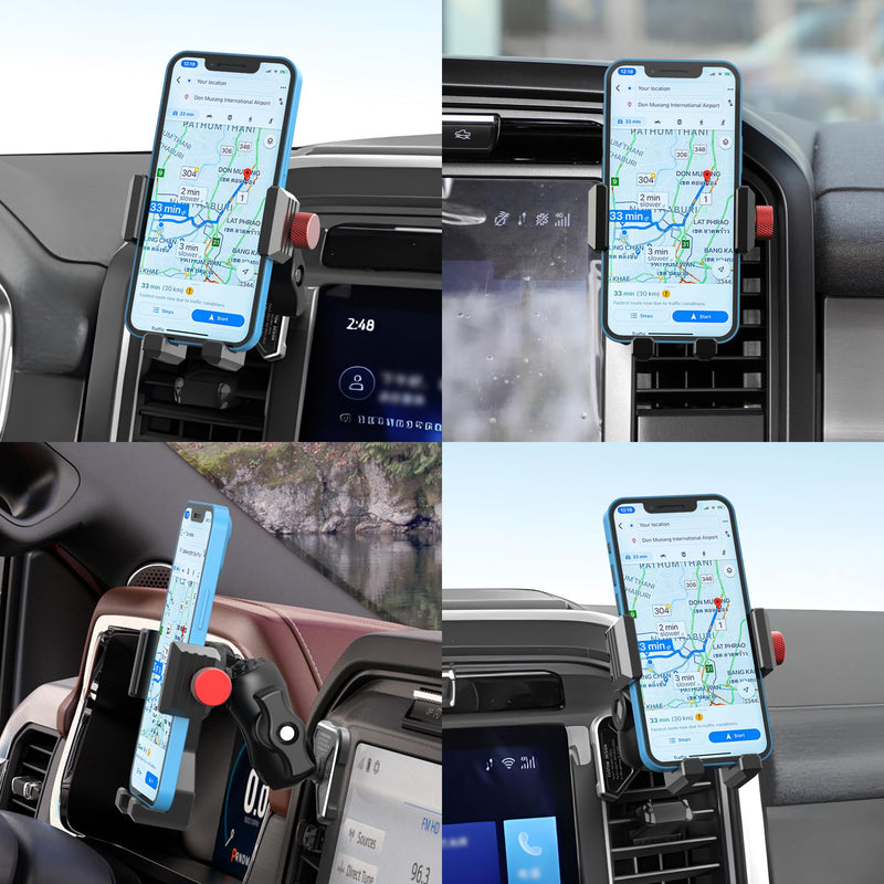 EASEORD Aluminum Vent Phone Mount Compatible with Ford F150 (2021-2026) | 2023-2026 Super Duty, 2022-2026 F150 Lightning XL & PRO|No Shake, No Block Airflow,360 Rotation for iPhone,Android&All Phones
