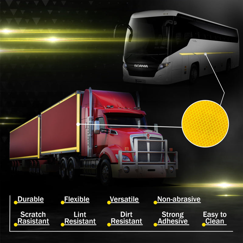 Made from 4083 Diamond Grade Reflective Tape Outdoor high Visibility Strips Safety Waterproof Conspicuity Strong Adhesive Vehicle Trailer car Trucks Bikes (Flu yellow, 0.8inch/20mm x 16.4feet/5m) Flu yellow, 0.8inch/20mm x 33feet/10m