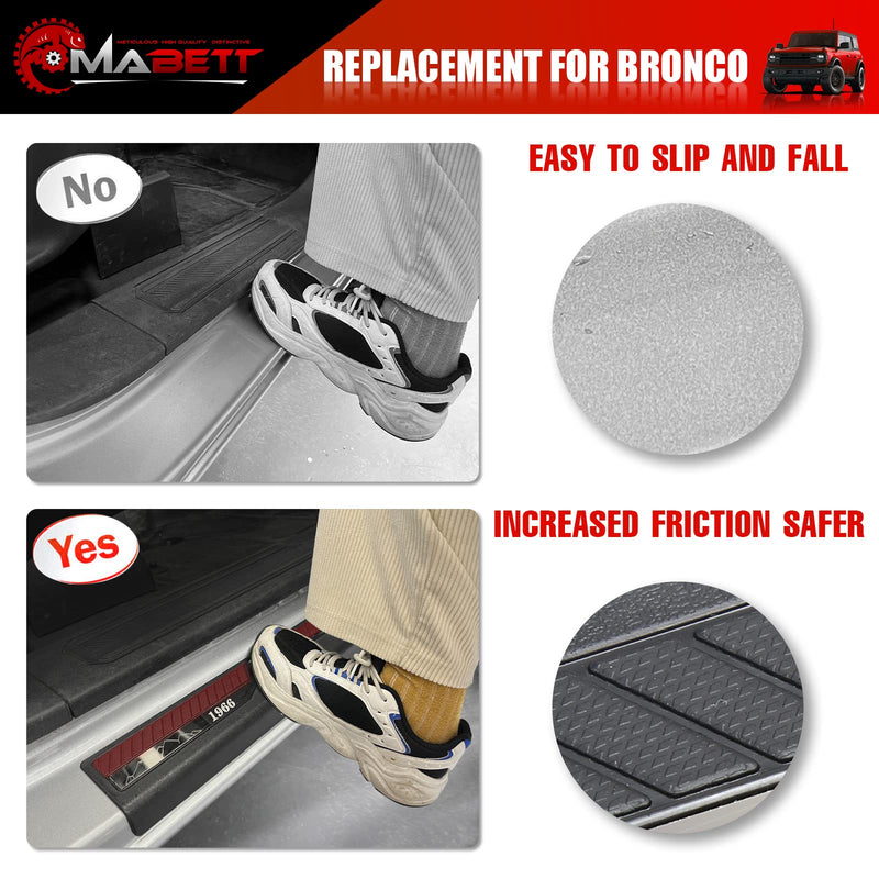 Mabett Door Edge Guards for Ford Bronco Accessories 2021 2022 2023 2024 2025 4 Door, Bronco Door Sill Protectors with 1966 Pattern