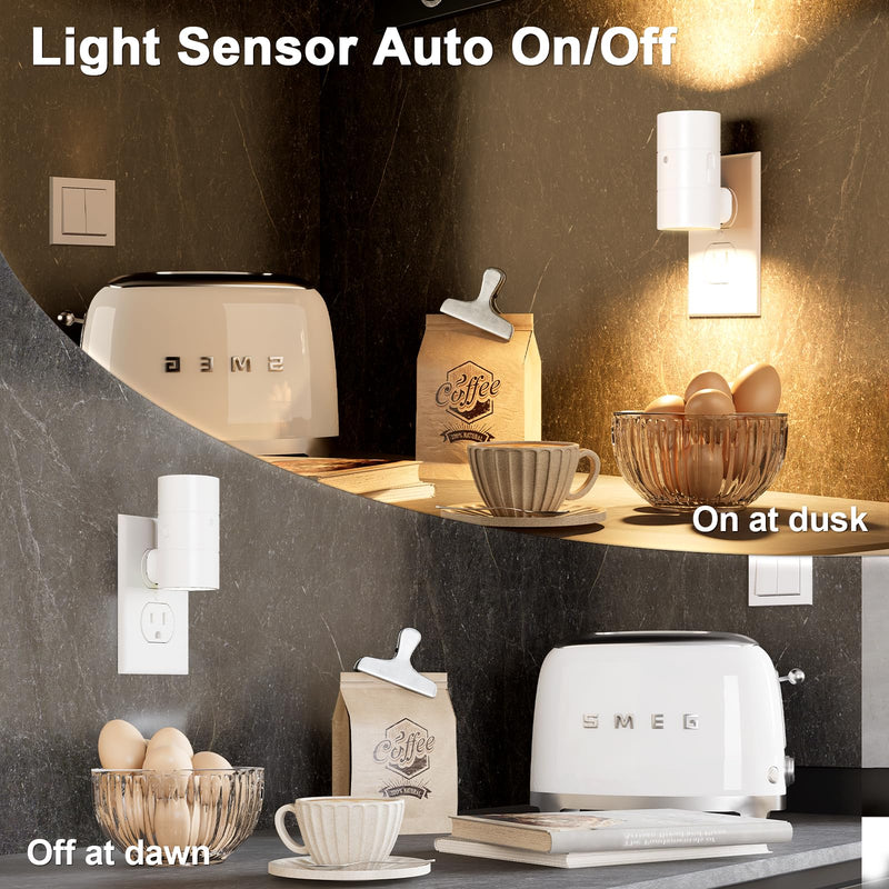 NIORSUN Night Lights Plug into Wall, Dimmable with 3 Color Modes & Auto On/Off Sensor, Ultra-Slim Nightlight for Hallway, Bathroom, Bedroom, Nursery, Kitchen (10 Pack, White) 10 Pack