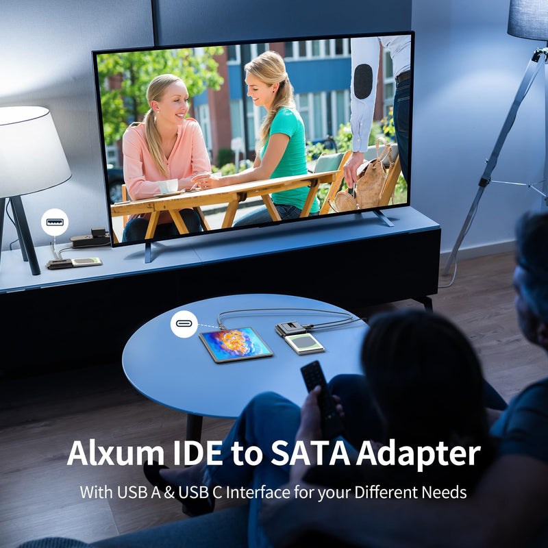SATA to USB 3.0 Adapter - External Hard Drive Reader Recovery Converter for Universal 2.5" 3.5" HDD SSD Optical Drive, 2.5/3.5 Inch SATA IDE Hard Drive Adapter Transfer Kit Included Power 12V 2A USB A & USB C