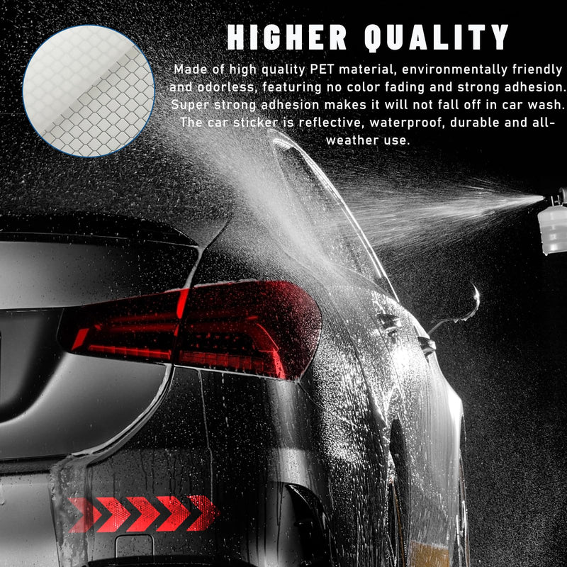 20 PCS Car Arrow Reflective Stickers, Waterproof Safety Warning Sign Reflective Decal, High Night Visibility Reflector Tape for Auto Trunk Rear Bumper Body, Car Accessories (Red) Red