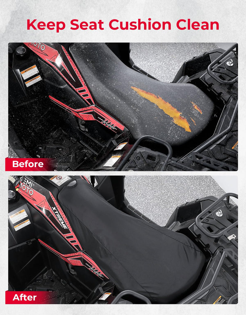 KEMIMOTO ATV Seat Cover Four Wheeler Seat Cover Water-Resistant Universal Compatible with Polaris Sportsman Fourtrax Can-Am Kawasaki Arctic Cat CFMOTO, Black