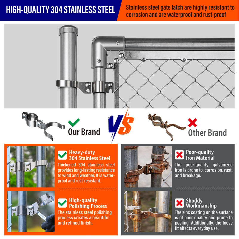 Heavy Duty Stainless Steel 1-5/8" x 2-3/8" Chain Link Fence Gate Fork Latch with Hole for Padlock（Fit 1 5/8" Gate Frame） 1Pack 1-5/8''x2-3/8''-1P