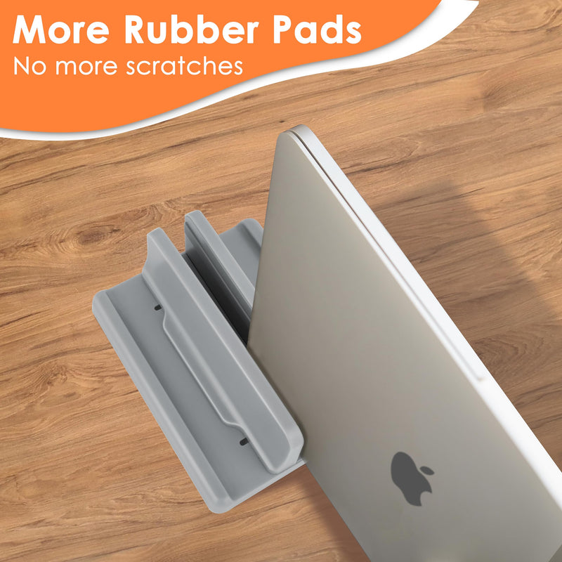 Vertical Laptop Stand, ABS Plastic, Adjustable Dock up to 15 inch PC Desk Space Saver for MacBook/Surface/iPad/mini PC (Space Grey) Space Grey