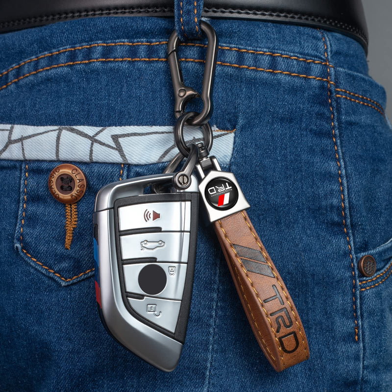 for TRD Keychain, Car Keychains Suitable for TRD Racing Development Sequoia Tundra Tacoma 4Runner PRO, Key Chain Keyring with Logo With Unisex Car Accessories,Family Present Brown Xma2