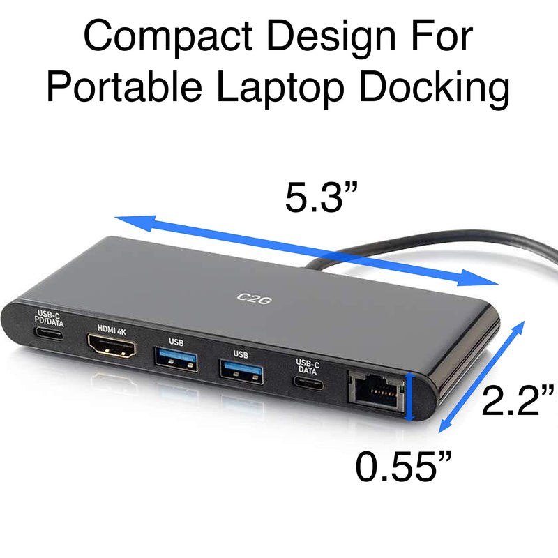 USB-C® 6-in-1 Mini Docking Station with HDMI®, Ethernet, USB and Power Delivery up to 60W - 4K 30Hz